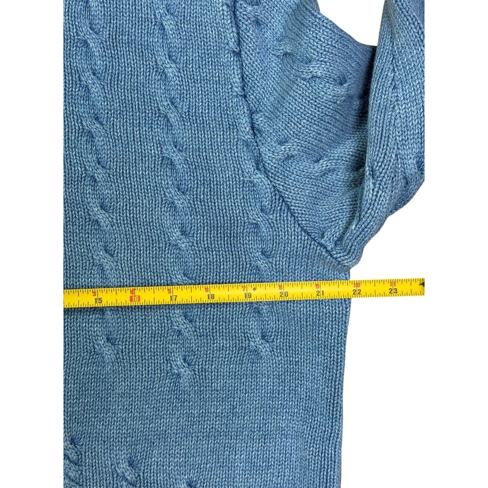 Blue Willi's Cable Knit Cotton Sweater Jacket Denim Snap Women's L Est - Picture 6 of 9